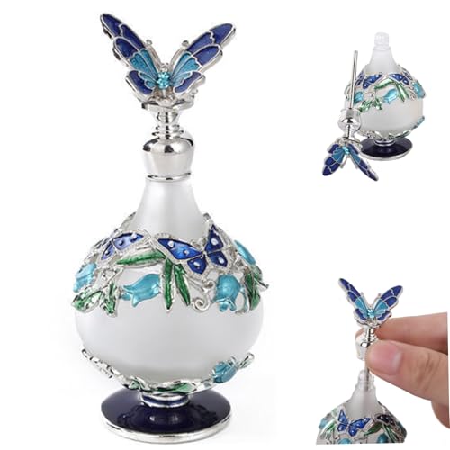 1pc Arabische Parfümflaschen leer nachfüllbar 25ml Dubai Parfümflasche exquisit und schöner blaues Schmetterling ätherischer Ölbehälter für Frauen.. von Gcroet