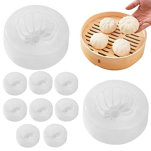 10pcs Baozi Hersteller Nicht-Stick glatt waschbar gedämpftes gefülltes Brötchen Knödel Schimmel DIY PP Food Grade Kuchengebäckmomo Maker für Home Kitchen Restaurant von Gcroet