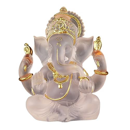Gcroet 1pc Lord Ganesha Statuen 5.51 H Weißer Harz Elefant Gott Figuren Indische Ganesha -Idol Figur für Innen- von Gcroet
