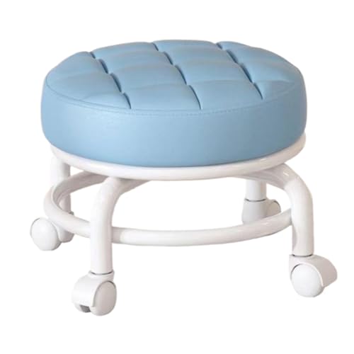 Gcroet 1pc Low Rolling Stool 360 ° Drehgeschwindiger PU -Leder -Rollhocker mit Rädern 10x9x2 Universal Heavy Duty Stuhl für Schönheitssalon -Pediküre Home Shop, Blue.. von Gcroet