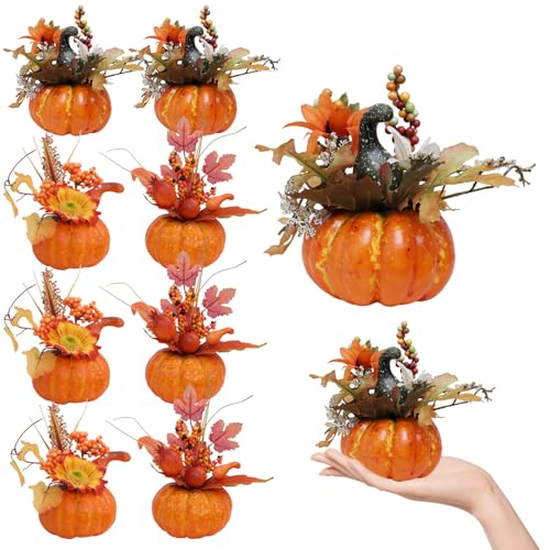 Gcroet Herbstkürbisdekor 9pcs 7.87x4.13inch künstlich realistischer Kürbisdekorationen Ernte Halloween Thanksgiving Decor für Home Bar Club. von Gcroet