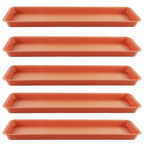 Gcroet Pflanzensaucer 5pcs 19x6x1 Rechteckige Pflanzenschale verdickte PP -Topf -Untertassen Pastoral minimalistische Tropfschale für Gartenbedarf im Innenbereich im Innenbereich von Gcroet