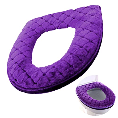 Gcroet Verdicken Toilettensitzabdeckung Kissen Pads, WC-Sitzbezug, weiche WC-Sitzkissen-WC-Wärmer Waschbare Universal-Toiletten-Sitz-Cover-Pads mit Reißverschluss, WC-Sitzkissenkissen..Violett von Gcroet