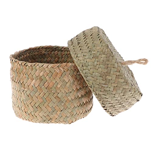 Gcroet Mini Seegras Storage Körbe mit Deckel, handgewebter Strohhalm Runde Storage Box Desktop Aufbewahrungskorbhandhandwerker Strohkorb gewebter Korb Korb Korb des Rattan Pflanzer Pot Blume Gcroet Mini Seegras Storage Körbe mit Deckel, handgewebter Strohhalm Runde Storage Box Desktop Aufbewahrungskorbhandhandwerker Strohkorb gewebter Korb Korb Korb des Rattan Pflanzer Pot Blume von Gcroet