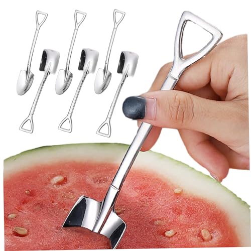 Schaufelslöffel 6pcs flache und spitze Eislöffel Edelstahl Gelato Spiegel poliert wiederverwendbares Waschwert für Dessert Wassermelone von Gcroet