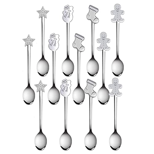 Weihnachtskaffeelöffel Edelstahllöffel Dessert Tee für Eis Heiße Getränk 12pcs von Gcroet