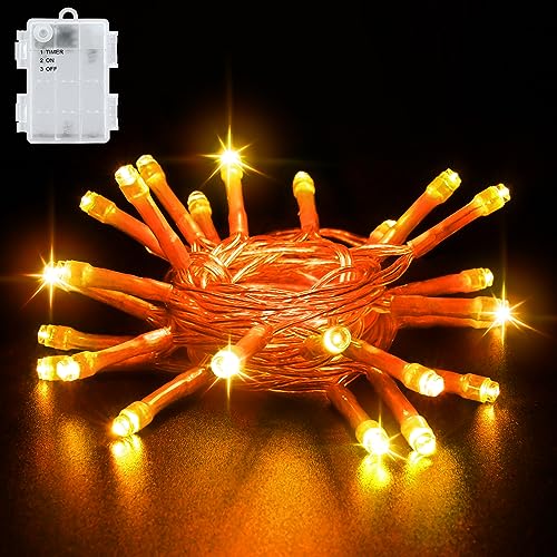 Gcstnn Halloween Orange Lichterkette Außen, 3M 30 LED Orange Lichterkette, Timing Funktion, IP65 Wasserdichte Batterie Lichter für Halloween-Thema Party Karneval Outdoor/Indoor Dekorationen. von Gcstnn