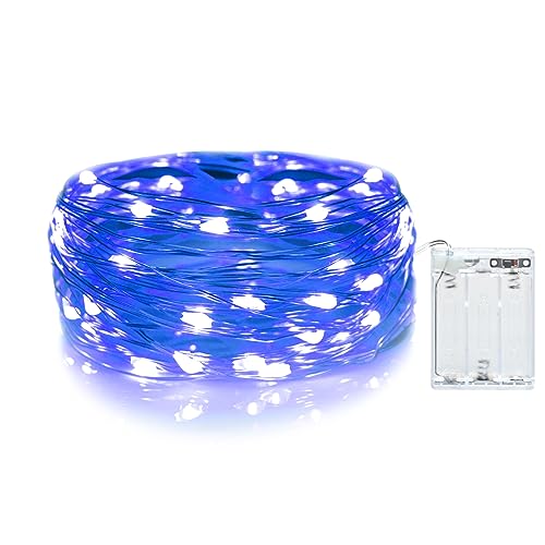 Gcstnn LED Lichterkette, 3M/9,8Ft Micro 30LEDs mit Timer (6 Stunden AN | 18 Stunden AUS) wird mit Batterie betrieben für Zimmer, Terrasse, Halloween, Weihnachten, Innen/Außen Dekoration| Blau von Gcstnn