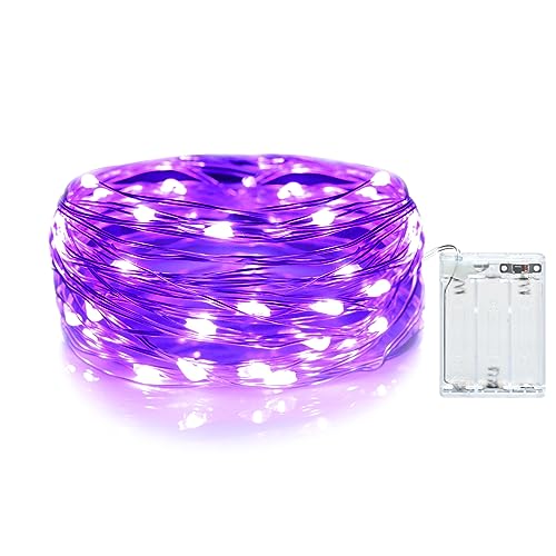 Gcstnn LED Lichterkette, 3M/9,8Ft Micro 30LEDs mit Timer (6 Stunden AN | 18 Stunden AUS) wird mit Batterie betrieben für Zimmer, Terrasse, Halloween, Weihnachten, Innen/Außen Dekoration| Lila von Gcstnn