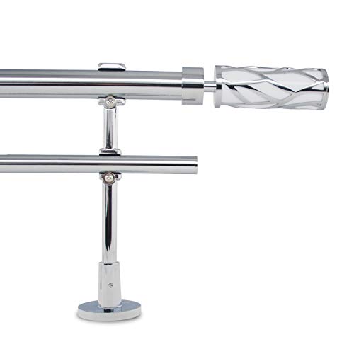 GCurtain Gardinenstange Vorhangstange Doppelstangen Set Ausziehbar Leicht zu Installieren Hochbelastbar Hochglanzpoliert Endstück Durchmesser 1" - 1 1/8" (25-28 mm) - Zweig Weiß / 44"-82" (110-210cm) von Gcurtain