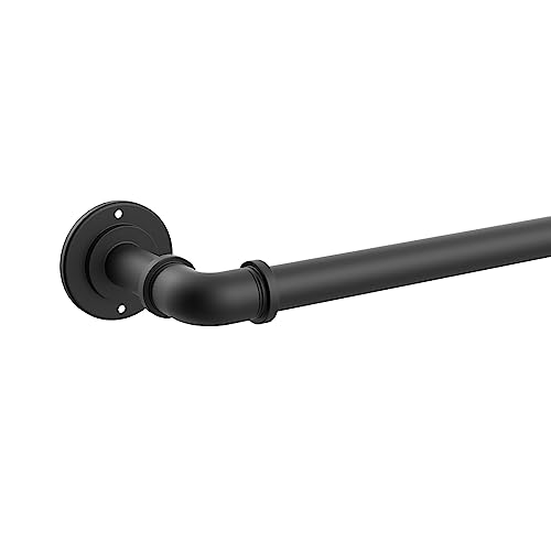 Gardinenstangen, blickdicht, verstellbar, für Fenster von 48 bis 84 Zoll – Set aus schwarzen industriellen Gardinenstangen aus Metall (1 Zoll). von Gcurtain