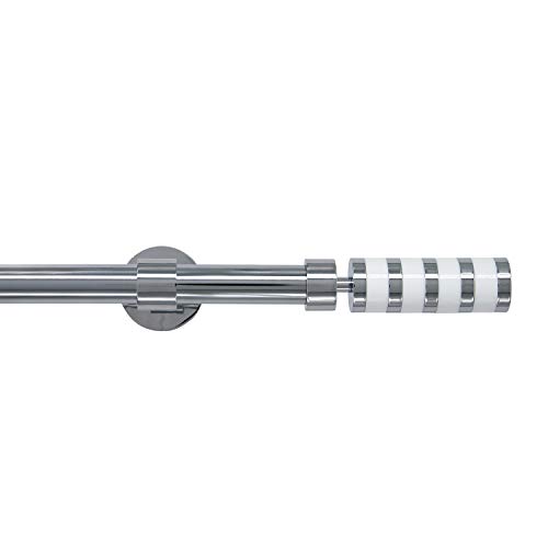 Gcurtain Gardinenstange Set Verstellbar Einfach Installieren Hochleistungs Fenster Deko Ausziehbar 1-Lauf 25/28 Edelstahl - Cylinder Weiß / 120"-170" (310-430cm) von Gcurtain