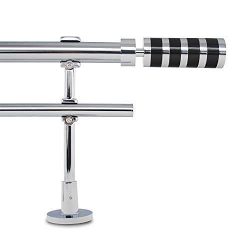 Gcurtain Gardinenstange Vorhangstange Doppelstangen Set Ausziehbar Leicht zu Installieren Hochbelastbar Hochglanzpoliert Endstück Durchmesser 1" - 1 1/8" (25-28 mm) - Zylinder / 44"-82" (110-210cm) von Gcurtain
