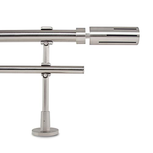 Gcurtain Gardinenstange Vorhangstange Doppelstangen Set Ausziehbar Leicht zu Installieren Hochbelastbar Stilvoll Endstück Durchmesser 1" - 1 1/8" (25-28 mm) - Meteor / 44"-82" (110-210cm) von Gcurtain