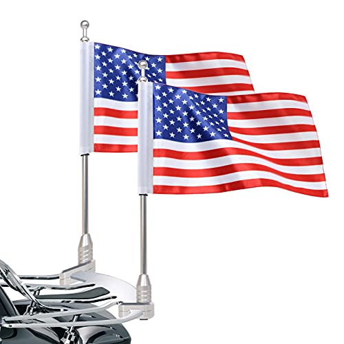 Vertikaler Motorrad-Fahnenmast hinten Seitenhalterung Gepäckträger für Honda Gold Wing Gl1500 Gl1200 Gl1800 2001–2012, Chrom-Fahnenmasthalterung, amerikanische Flagge von Gdcreestar
