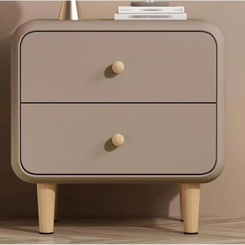 GddOGUK Kleiner Nachttisch mit Leder Finish Massivholz Nachtständer modern von GddOGUK
