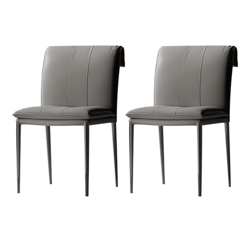 GddOGUK Set von 2 Esstuhlstuhl Set Gebogene Rückenlehne Seitstuhl PU Leder armlosen Küchenstuhl mit Metallbeinen Esszimmerstuhl Stuhl von GddOGUK