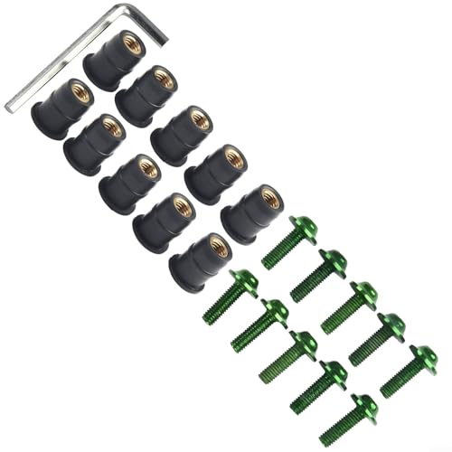 10 Stück M5 x 15 mm Motorrad-Windschutzscheiben-Mutter- und Schrauben-Set für Motorrad-Wartung (Türkis) von Gdfnmogo