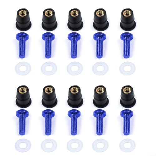 10 Stück M5 x 15 mm Motorrad-Windschutzscheiben-Mutter- und Schrauben-Set für Motorrad-Wartung (blau) von Gdfnmogo