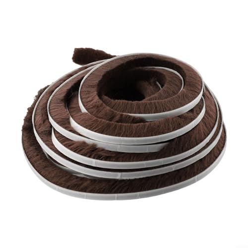 10 m Zugluftstopper, Bürstendichtungsband, Wetterstreifen für Türen und Fenster, 9 x 23 mm, selbstfüllender Spaltfüller für Windgeräusch- und Staubschutz (braun) von Gdfnmogo