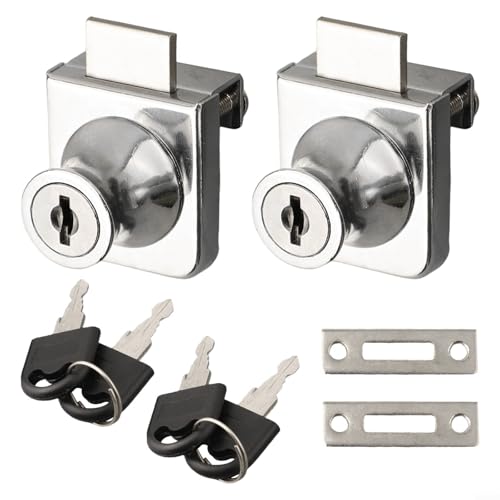 2 Stück Glasschrankschloss mit 2 Schlüsseln, Zinklegierung, rostfrei, Einzeltürschloss für Vitrinen, Glastüren und Aktenschränke, ohne Bohren, Installation für 5–8 mm Dicke (Tongkai) von Gdfnmogo