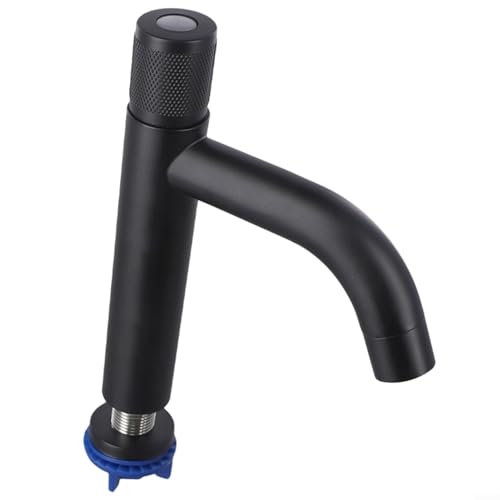 304 Edelstahl Einhebel-Waschtischarmatur mit 360-Grad-Schwenkauslauf für Waschbecken, Deck-montierter Wasserhahn in Schwarz oder Silber (schwarz) von Gdfnmogo