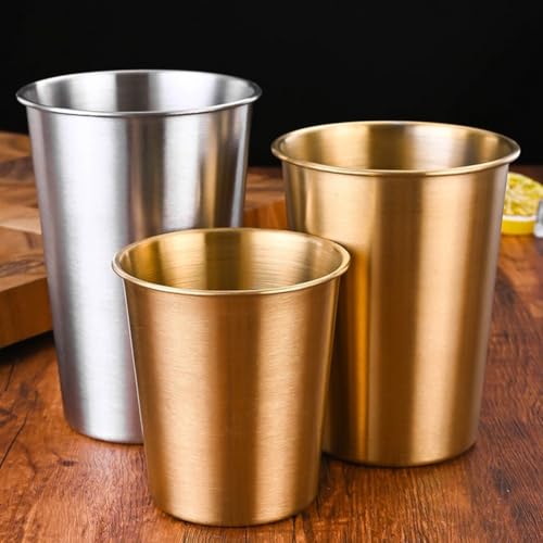 304 Edelstahl Outdoor Trinkbecher für Bier und Kaffee für Picknicks (Gold 240ml) von Gdfnmogo