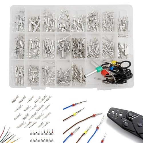 340 Stück elektrische Anschlussklemmen, Kabelbaumstifte, männlich weiblich, mit Entferner, Werkzeug für Autoverkabelung, Reparatur 340 Stück elektrische Anschlussklemmen, Kabelbaumstifte, männlich weiblich, mit Entferner, Werkzeug für Autoverkabelung, Reparatur von Gdfnmogo