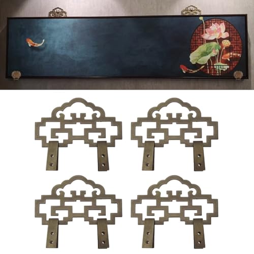 Bilderrahmenhaken aus Messing, Antik-Bronze, für Painti, Spiegel, Bilderrahmen, robuster Vinta-Wandhaken für Kunst, stabile Rahmenhalterung, Hardware mit Schrauben, einfache Installation, 4 Stück Bilderrahmenhaken aus Messing, Antik-Bronze, für Painti, Spiegel, Bilderrahmen, robuster Vinta-Wandhaken für Kunst, stabile Rahmenhalterung, Hardware mit Schrauben, einfache Installation, 4 Stück von Gdfnmogo