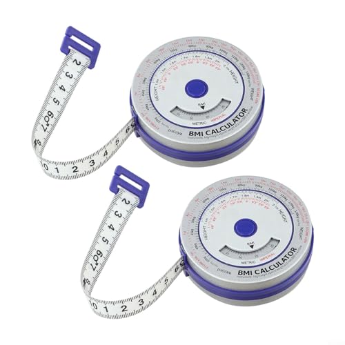 Bmi Body Mass Index, einziehbares Maßband, einziehbar, mit Taschenrechner für Körpermaße, Druckvorrichtung, 150 cm und Sperrtaste für die Taille (blau) von Gdfnmogo