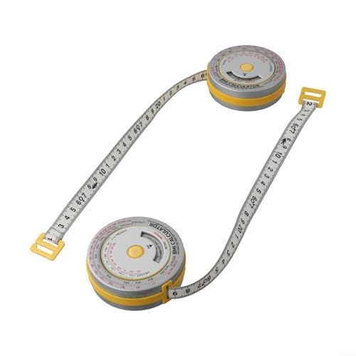 Body Mass Index Maßband 150cm mit Druckknopf-Einzug für genaue Messungen (gelb) von Gdfnmogo