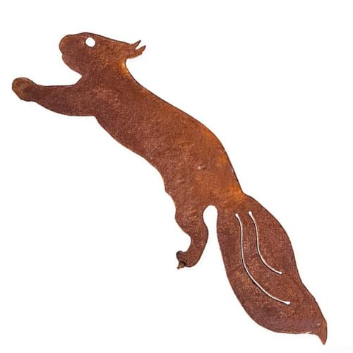 Charmante rostige Eichhörnchen-Figur für Gartendekoration, Eisenskulptur für Bäume und Zäune (42 cm) von Gdfnmogo