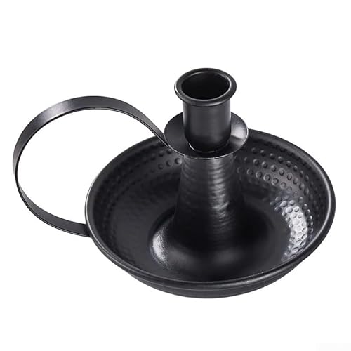 Chic Kerzenhalter aus Eisen mit praktischem Griff für Zuhause und Veranstaltungen (groß, schwarz) von Gdfnmogo