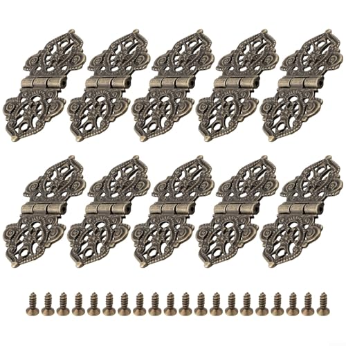 Dekorative Scharniere aus Zinklegierung für antike Holzkisten, Schränke, Weinaufbewahrung, Schmuckschatullen mit Schrauben, Bronzefarben, 10 Stück Dekorative Scharniere aus Zinklegierung für antike Holzkisten, Schränke, Weinaufbewahrung, Schmuckschatullen mit Schrauben, Bronzefarben, 10 Stück von Gdfnmogo