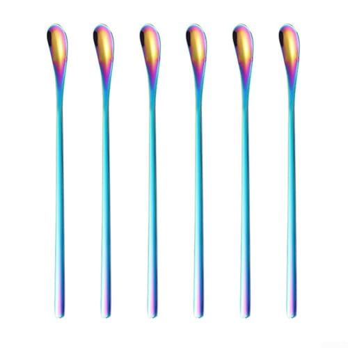 Edelstahl-Rührlöffel-Set, 19,3 cm langer Griff, Wachsschmelzlöffel für Kerzenherstellung, Seife, Basteln, DIY-Projekte, Küchenutensilien, 6 Stück, mehrfarbig (bunt) von Gdfnmogo