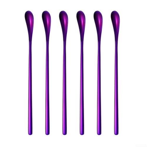 Edelstahl-Rührlöffel-Set, 19,3 cm langer Griff, Wachsschmelzlöffel für Kerzenherstellung, Seife, Basteln, DIY-Projekte, Küchenutensilien, 6 Stück, mehrfarbig (lila) von Gdfnmogo