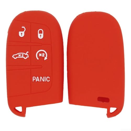 Ergonomische Silikonhülle für 5 Tasten für Dodge For Chrysler Key Fob Remote Easy to Clean and Maintain (rot) von Gdfnmogo