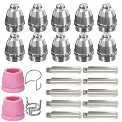 Für 24-teiliges Plasmaschneider-Fackelspitzen-Düsen-Verbrauchsmaterial-Set mit Elektroden und Abdeckkappen, kompatibel mit AG-60, SG-55, WSD-60 Schneidbrenner und CUT60, von Gdfnmogo