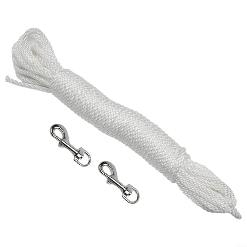 Gdfnmogo 11,6 m Fahnenmast-Seil-Set mit 2 Karabinerhaken und 6 mm Nylonschnur, langlebiges schwarzes Fahnenmast-Zubehör für Garten, Schule, Regierung oder gewerbliche Nutzung von Gdfnmogo