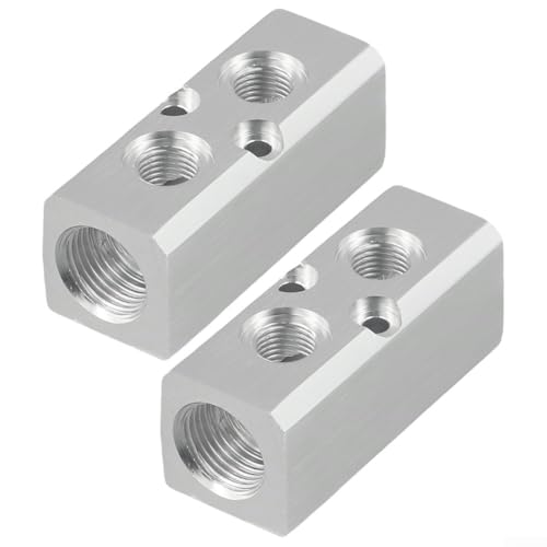 Gdfnmogo 2 Stück pneumatischer Luftverteiler, 2-Wege, 4 Anschlüsse, Aluminium-Luftstrom-Trennwand mit 1/2 Zoll für NPT-Gewindeanschluss, kompatibel mit Komponenten der SY30-Serie von Gdfnmogo