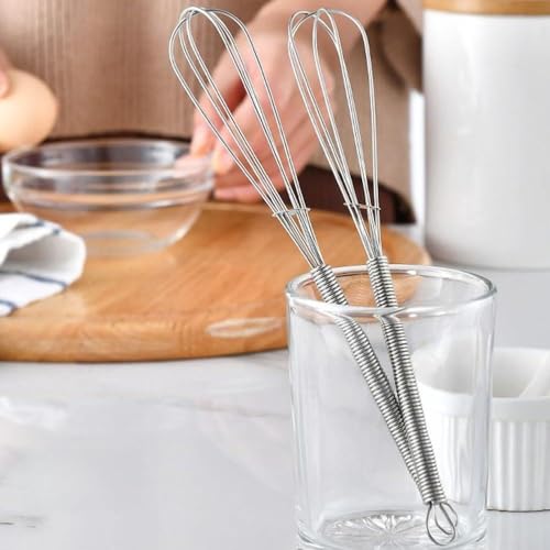 Gdfnmogo 2-teiliges Mini-Ballon-Schneebesen-Set aus Edelstahl – kleine Draht-Kochutensilien zum Mischen, Schlagen und Rühren von Eiern oder Teig, leicht zu reinigende Küchenutensilien mit von Gdfnmogo