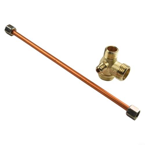 Gdfnmogo 200 mm Luftkompressor Kupfer Aluminium Auspuffrohr mit 3 Anschlüssen Zinklegierung Rückschlagventil, G1/8 Gewinde, 9 mm Sechskantmutter, kompatibel mit Luftdrucktank u von Gdfnmogo