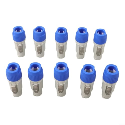 Gdfnmogo 3-poliger Stecker, 20 A, 250 V AC-Lautsprecherstecker für DMX-Bühnenlichter, beweglicher Kopf, Par-Lichter, Computer-Netzkabel, Druckerkabel, 10 Stück, ABS, Blau, Weiß (Grau) von Gdfnmogo