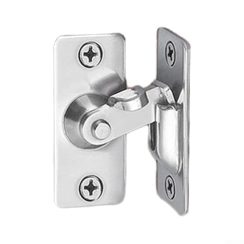 Gdfnmogo 304 Edelstahl rechtwinkliger Türschloss, 90 Grad drehbare Sicherheitsschnalle mit Schrauben für Schrankschublade, Schiebetür (Silber L) von Gdfnmogo