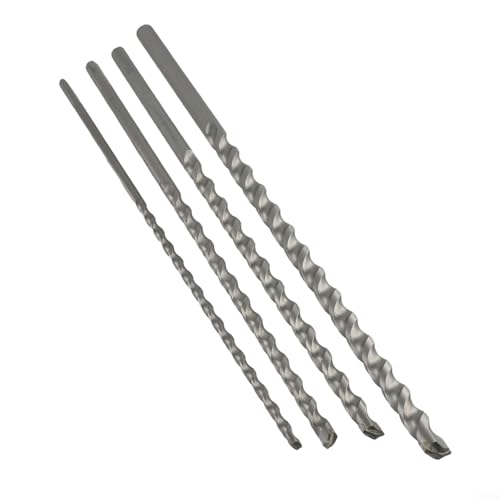 Gdfnmogo 4-teiliges langes Steinbetonbohrer-Set, 300–350 mm, legierter Stahl mit Hartmetallspitze, Dreieckschaft 6/8/10/12 mm für Schlagbohrmaschinen auf Kalkstein, Natur von Gdfnmogo
