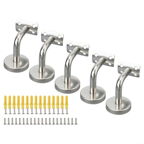 Gdfnmogo 5 Stück Edelstahl-Handlaufhalterung, Wandstütze, Geländerhalterung, Treppengeländer, Mopp-Stangenhalter mit Schrauben für Treppengeländer (A) von Gdfnmogo