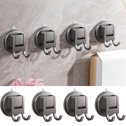 Gdfnmogo Abnehmbare Saugnapfhaken für Badezimmer, Küche, Duschtuch, ohne Bohren, Wandhalterung, Haken für glatte Fliesen, Glas, PVC, Metalloberflächen, graues ABS, 4 Stück Gdfnmogo Abnehmbare Saugnapfhaken für Badezimmer, Küche, Duschtuch, ohne Bohren, Wandhalterung, Haken für glatte Fliesen, Glas, PVC, Metalloberflächen, graues ABS, 4 Stück von Gdfnmogo