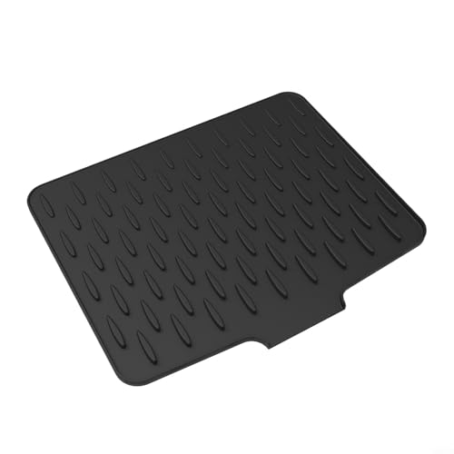 Gdfnmogo Abtropfmatte für Küchenspüle, Silikon, 40 x 32,5 cm, mit geneigter Wasserumleitung, hitzebeständiger Thekenschutz und rutschfest, geeignet zum Trocknen von Geschirr und (schwarz von Gdfnmogo
