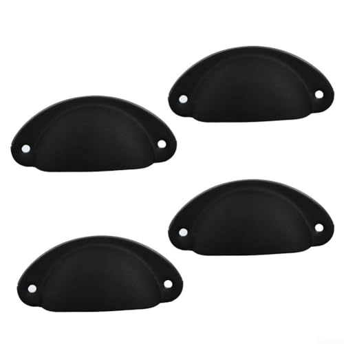 Gdfnmogo Antike Griffe für Küchenschränke, Schubladengriff, Halbkreis, Retro-Stil, Schranktür-Hardware, Eisen, 4 Stück (schwarz) von Gdfnmogo