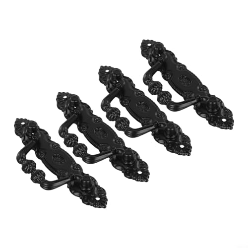 Gdfnmogo Antike Schubladengriffe, Bronze-Zinklegierung, Ringgriff, für Küchenschränke, Kleiderschränke, Möbel, 105 x 36 mm, Schwarz, 4 Stück von Gdfnmogo